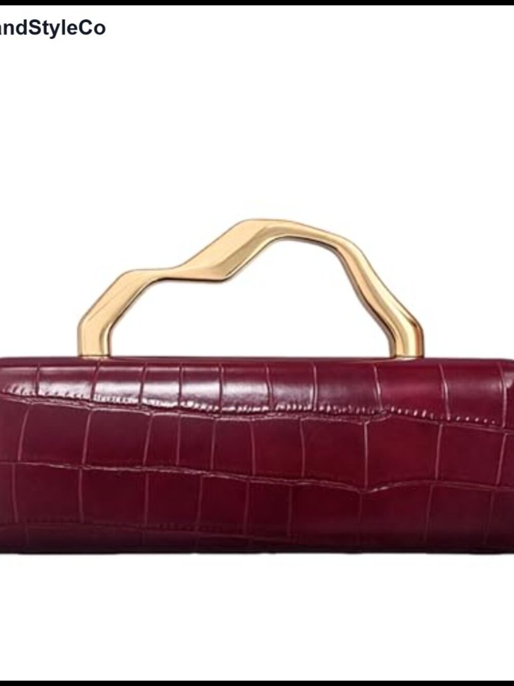 Elegant Crocodile Embossed PU Leather Evening Clutch Bag with Metal Handle